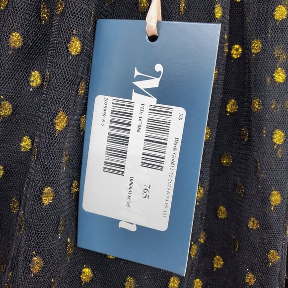 NWT Modcloth Women's Tulle Black and Gold Polka Dot Pull On Skirt XS - Picture 3 of 8